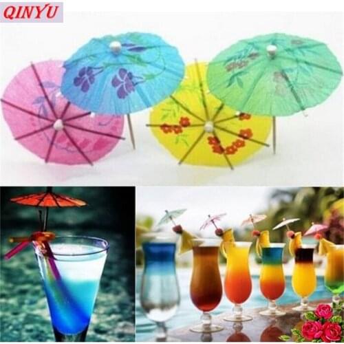Summer DIY Cocktail Parasols Paper Umbrella Cake Topper Picks Hawaiian Beach Party Decor Juice Drink Decoration For Party 5z