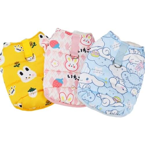 Cute Cat Clothes Dog Coat Winter Thicken Fleece Dog Vest Coat Animal Print Cat Wadded Jacket Dog Clothing Puppy Cat Coat Outfit