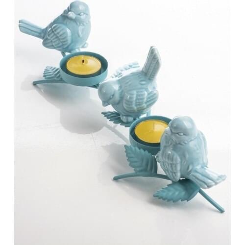 Mukko Home Wrought Iron Bird Candle holder
