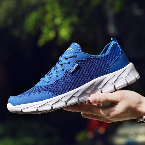 Men Shoes Summer Sneakers Breathable Casual Shoes Couple Lover Fashion Lace up Mens Mesh Flats Shoe Big Plus Size 48 H39