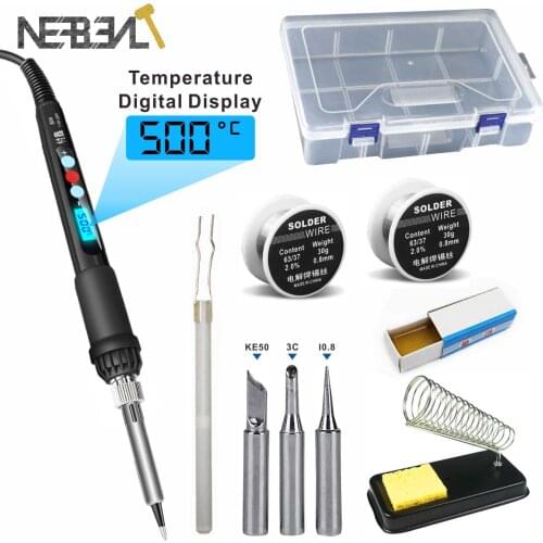 Electric Soldering Iron Kit 80W Adjustable Temperature Fast Heating Ceramic Thermostatic Welding 356-932℉Digital LCD Display