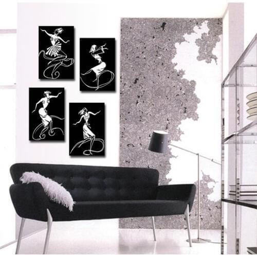 2015 New 4 Piece Abstract No Frame Printed Canvas Art Dancer Canvas Wall Picture Decoration Home Modern Canvas Oil Art Prints
