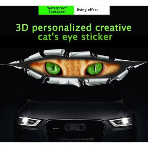 One Pair Car 3D Stickers Personalized Creative Reversing Mirror Spoof Black Cats Eye Tide Car Stickers Scratch Shelter