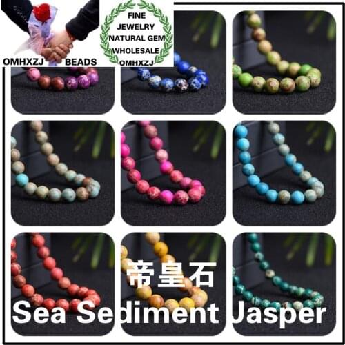 OMHXZJ Wholesale ZB190 4 6 8 10mm DIY Bracelet Necklace Jewelry Accessories Natural Stone Fine Sea Sediment Jasper Round Beads