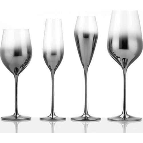 American style Originality Lead-free crystal champagne glass silvery Electroplate Metal sense wine glass goblet home Drinkware