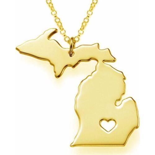 Map of Europe and the USA necklace of Michigan state map pendant necklace