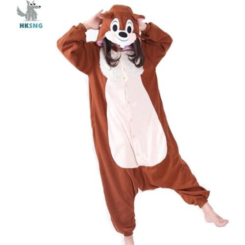 HKSNG Adult Animal Good Quality Chipmunk Onesie Kigurumi Brown Squirrel Costumes Pajamas Christmas Gift
