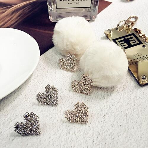 Diy handmade jewelry accessories copper studded diamond love temperament earrings pendant material