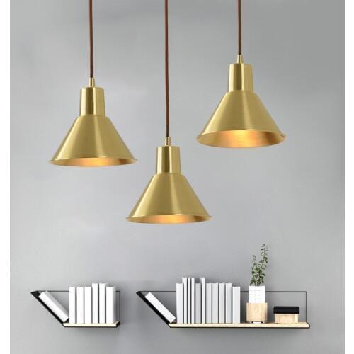 New Gold Metal Pendant Light Hat Fixture Brass Hanging Suspension Light For Living Room Cafe Restaurant Bar Home Lighting H114