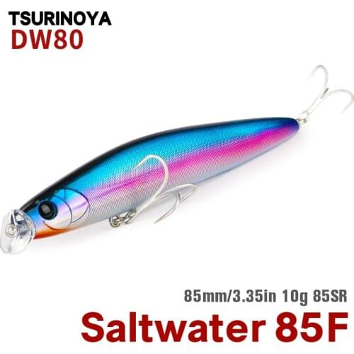 TSURINOYA HUNTER 85F Floating Minnow Sea Fishing Lure DW80 85mm 10g Shallow Range Saltwater Floating Minnow For Seabass Pike