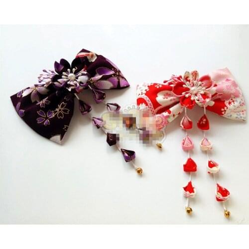 Hand Made Hairpin Cotton Cloth Hair Clip Barrette Japanese Style Anime Cosplay Tie Accessories Lovely Lolita Kimono Bathrobe Fan