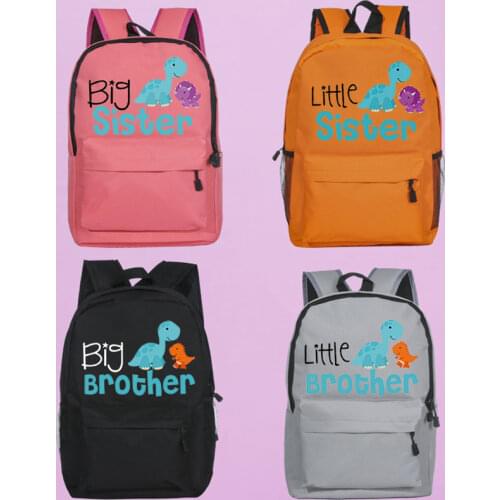 Dinosaur Big Sister Little Brother School Bags Children Family Backpack Cute Boy Girl Kindergarten Schoolbag Bag Gifts for Kids