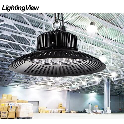 Lightingview 50W-200W Super Bright UFO LED High Bay Light Garage Lamp AC 220V Industrial Lighting for Warehouse Workshop
