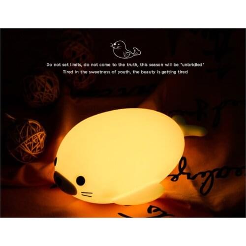 LED Night Light Lovely Seal Sleeping Bedside Night Lamp Colorful LED Warm Night Light for Kids Toy Gift
