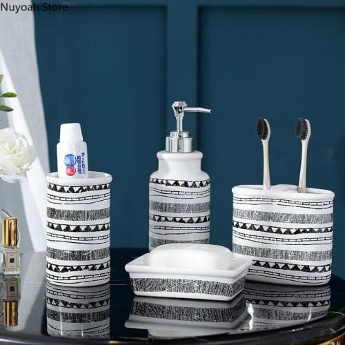 Bathroom Supplies Nordic Light Luxury Lotion Bottle Soap Dish Mouth Cup Toothbrush Holder Bathroom Decoration Accessories