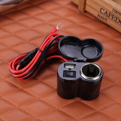 12V-24V Motorcycle Scooter Handlebar USB Charger Waterproof LED Indicator Cigarette Lighter Socket Plug Motorbike Accessories