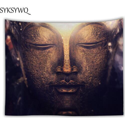 Vintage Buddha Tapestry Wall Cloth Wall Fabric Art Home Decorative Wall Rugs Buddhism Pilgrimage Wall Sheet