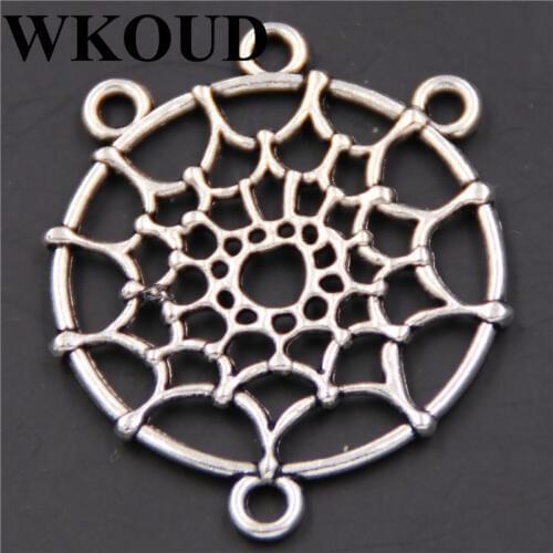 WKOUD 10pcs Silver color Dream Catcher Charm Pendant DIY Necklace Findings 31mm A174