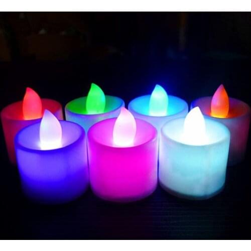 Amber LED Tea Light Plastic 6 Colors Candle Shape LED Fliker Flameless Candles Light For Wedding Party Decoration ZA5774