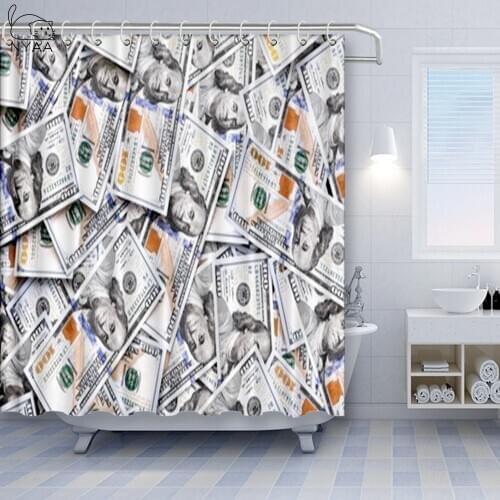 Green 100 Pile of One Hundred Us Dollars Banknotes Cash Bills with High Resolution Abundance American Shower Curtains Waterproof