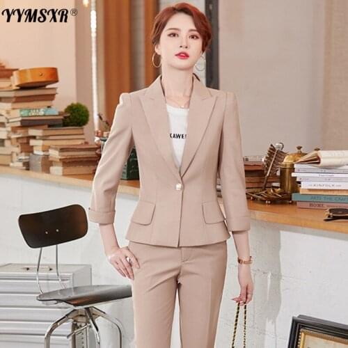 Large Size Womens Suit Pants Two-piece 2021 New Autumn Casual Half-sleeved Short Jacket Fashion High-waist Nine-point Pants