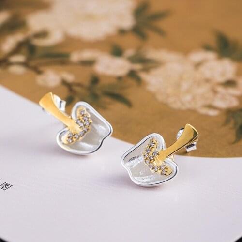 100% S925 Silver Personalized Creative Inlaid Zircon Pepper Stud Earrings For Womens Electroplating Gold Fine Jewelry Party