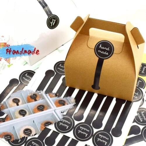 200pcs/set Gifts Boxes Seal Label Stickers Black Hand Made Labels Packaging Sticker Handmade Seal Sticker 3*10cm