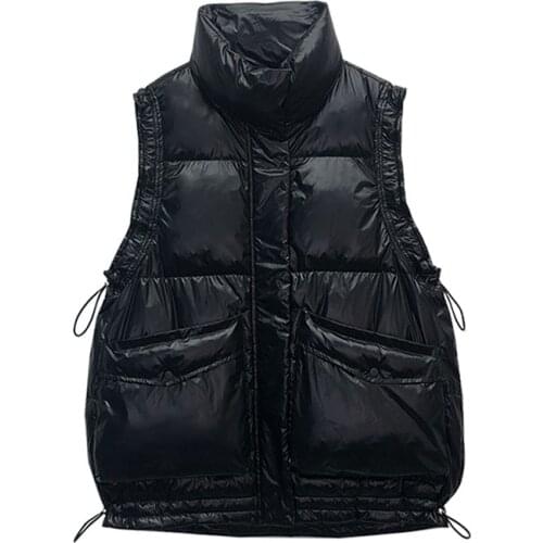 2021 Women Sleeveless Vest Winter Warm Plus Size Down Jacket Female White duck down Vest black Sleeveless Waistcoat