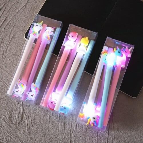 4Pcs/Box Light Gel Pen Unicorn Bear Cute Gifts Stationery Dream Candy Colored Pony Office School Supplies Fine Stationery Set