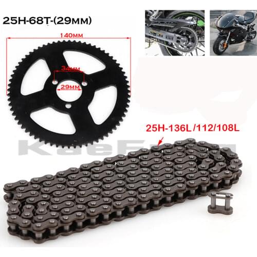 47cc 49cc 2 stroke engine parts 25H 108\112\ or 136 links chain loops and rear 68T 29 inner diameter sprocket