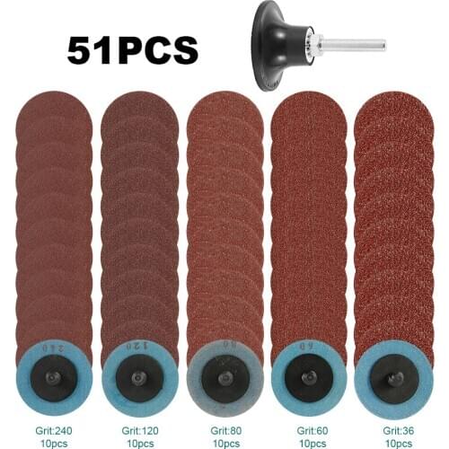51pcs Aluminum Oxide Quick Change Discs Set Power Sander Diamond Cutting Pad Sanding Grinding Wheel Saw Blade Woodworking Tool