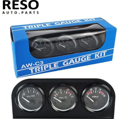52mm 3 in 1 Oil pressure meter Oil Temperature Gauge + water temp gauge + Oil Pressure Gauge Kit or Volt meter Triple Mete