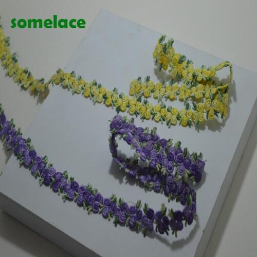 5Yds~10Yds/lot 2cm Yellow~Purple Floral Green Leaf Wavy High quality Venise Lace Venice Trim For Garments And Wedding