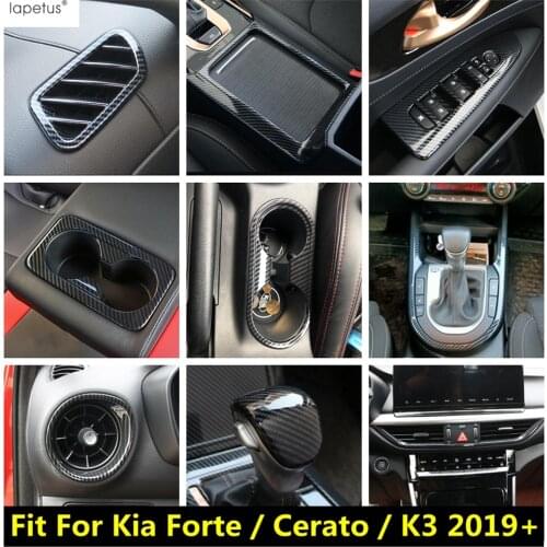 Lapetus Carbon Fiber Accessories For Kia Cerato Forte K3 2019 2020 Window Lift Button / Inner Door Handle Bowl Frame Cover Trim
