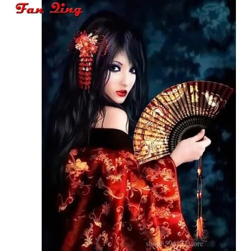 Diamond painting Japanese woman Oriental girl Geisha Diy 5d Cross Stitch 3D Embroidery Christmas gift Mosaic Home Decor