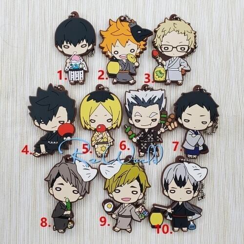 1pcs Anime Keychain Haikyuu! Natsu Matsuri Pendant Resin Rubber Keychain kulcstarto Keyring