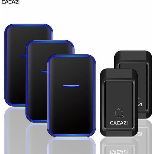 CACAZI Home Self powered Wireless Doorbell No battery Required 1 2 Button 1 2 3 Receiver Waterproof Ring Bell US EU UK AU Plug