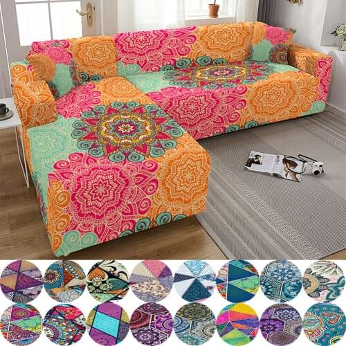 Mandala Sofa Cover for Living Room Stretch Slipcovers Sectional Couch Cover 2/3 Seater funda de sofá L Shape Sofa Need 2pcs