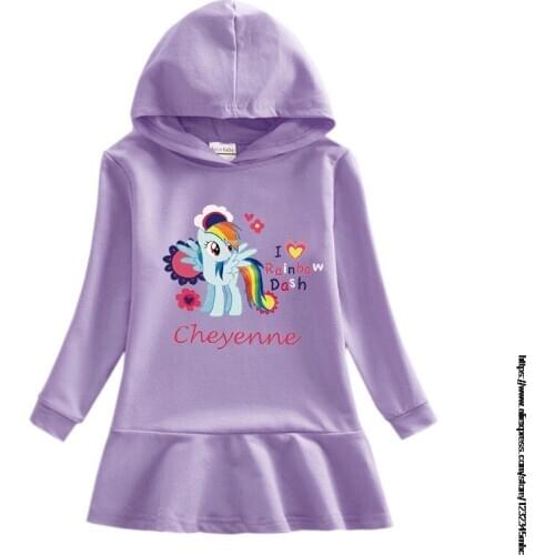 Kids Dresses for Girls Autumn Long Sleeve Soft 100% Cotton Children Clothing My Little Baby girl pony Casual Wear