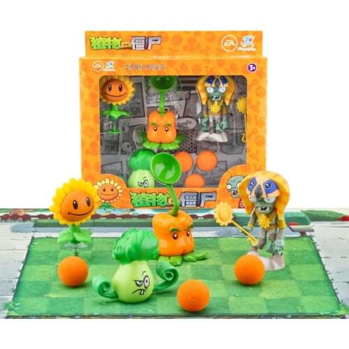 4pcs/lot Plants vs Zombie Figure Toys SunFlower Bonk Choy pepper-pult Ra Zombie Ejection Game Toy Gift for Kids No Box