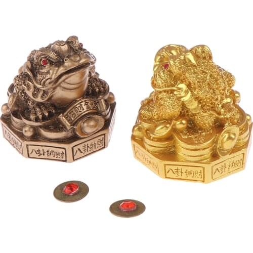 HOT Feng Shui Toad Money LUCKY Fortune Wealth Chinese Golden Frog Toad Coin Tabletop Ornaments Lucky Gift Home Office Decoration