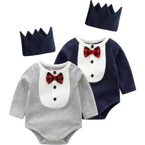Cotton Baby Bodysuits Spring Infant Jumpsuit Fashion Baby Boys Clothes Long Sleeve Newborn Baby Clothing Gentleman Baby Costume