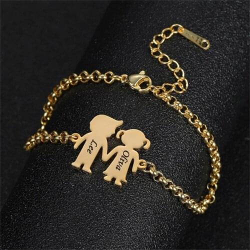 Tangula Personalized Customized name bracelet stainless steel pendant for kids couples wedding bridesmaid gifts