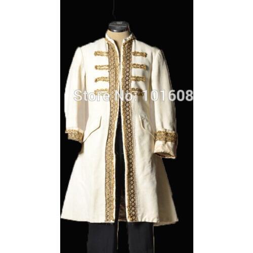 Customized! White Jacket 1PC Mens Vintage Coat Costumes MAN COURT Coats DRESS Victorian stage Performance MALE Suits N-015