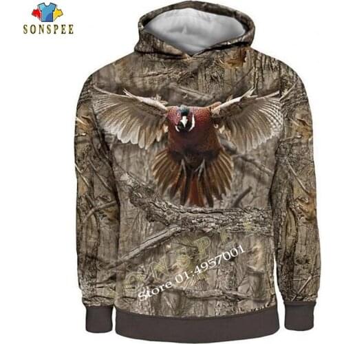 Camo HUNTING ANIMALS PHEASANT 3D Hoodies Hoodie Men Women New Fashion Streetwear Hooded Sweatshirt Long Sleeve Casual Pullover X