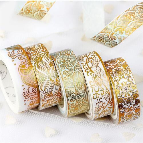 Masking Washi Tape Gold Foil Foiled Diy Craft Glitter Crane Paper Sticky Adhesive Chinease Pattern Stationery School Supplies