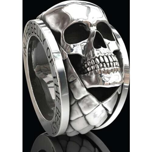 Retro Style Creative Skull Ring Gothic Wedding Whole Sale Luxury Jewelry Mens Rings For Women Halloween Pagan Ring wholesaleT354