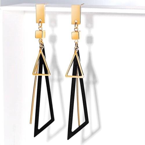 Korean Fashion New Simple Geometric Earrings Long Triangle Earrings Temperament All-match Female Earrings Wholesale