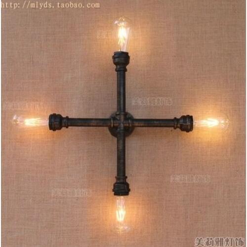 Loft Style Creative Metal Water Pipe Lamp Industrial Vintage Wall Light Fixtures For Edison Wall Sconce Indoor Lighting