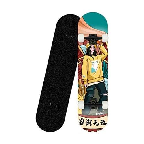Skateboard Complete 31''x 7.8'', 7 Layer Canadian Maple Double Kick Deck Concave Cruiser Trick Skateboards for Kids Adult
